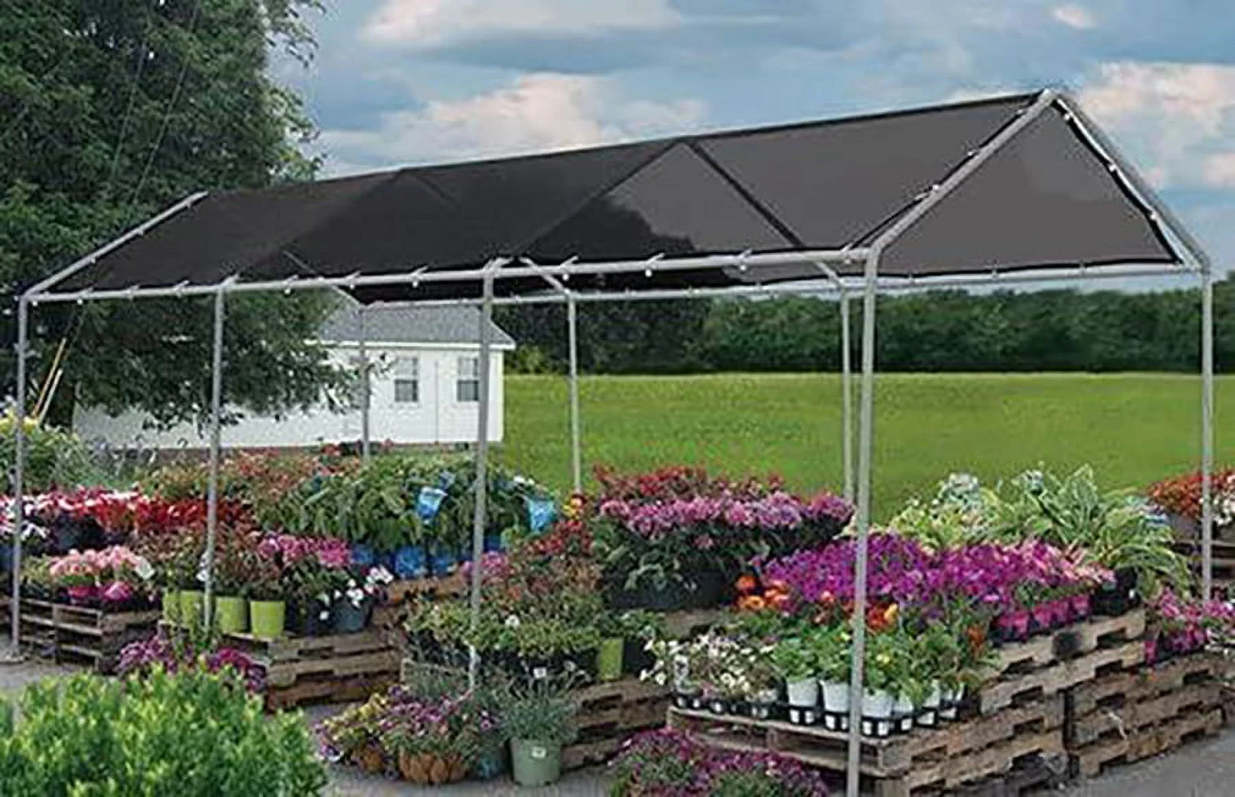 DAY STAR SHADES 7X16 (Black) HD Mesh Tarp Net Sun Shade Fence Screen Patio Canopy Top