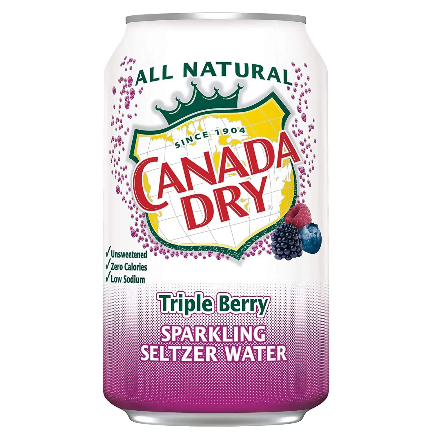 Canada Dry Sparkling Seltzer Water Triple Berry 12 Pack, All Natural, Unsweetened and Zero Calories Drinks