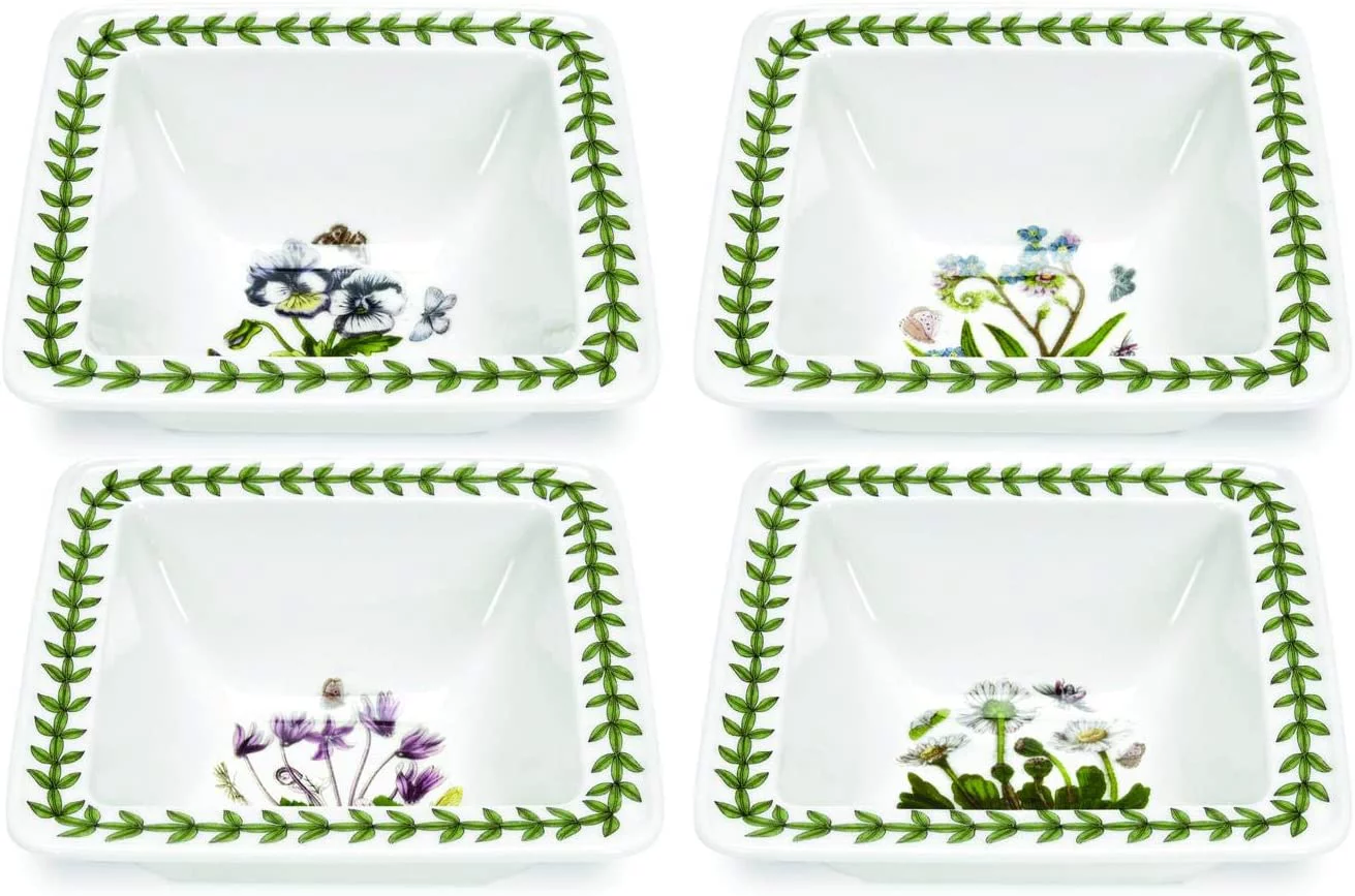 Portmeirion Botanic Garden Square Bowl, Mini, Set of 4