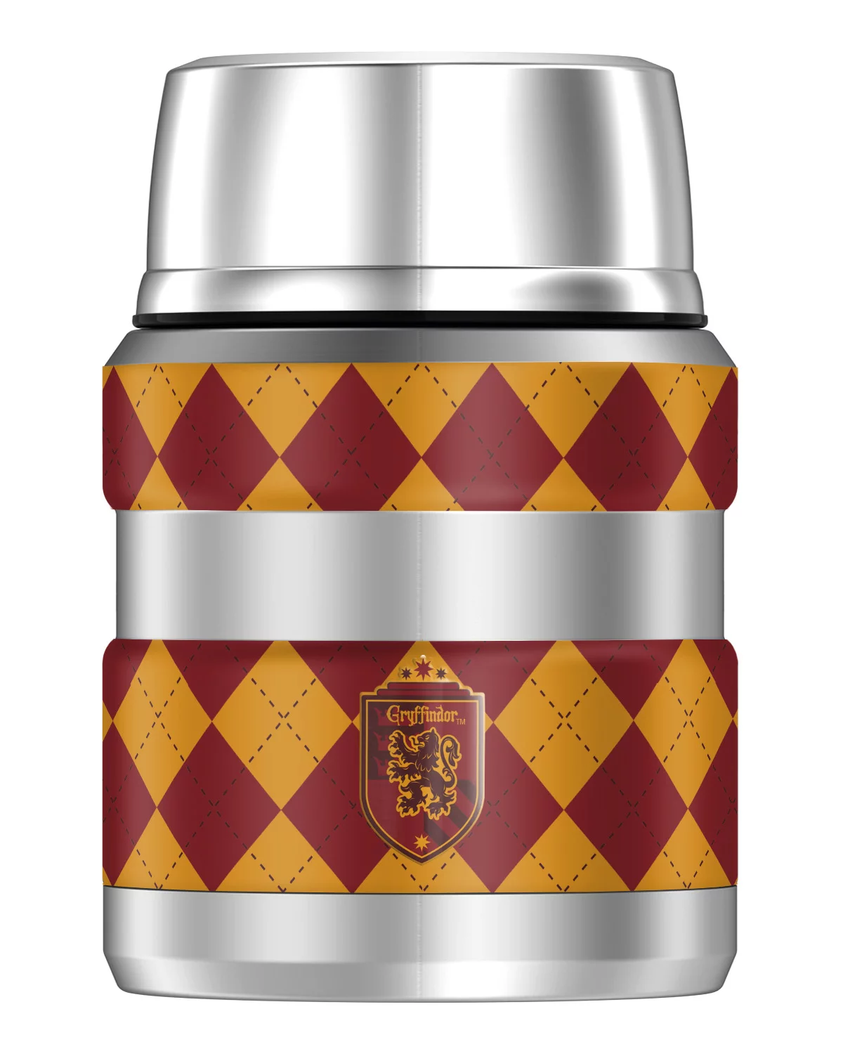 Harry Potter Gryffindor Plaid Sigil, THERMOS STAINLESS KING Stainless Steel Food Jar with Folding Spoon, Vacuum insulated & Double Wall, 16oz