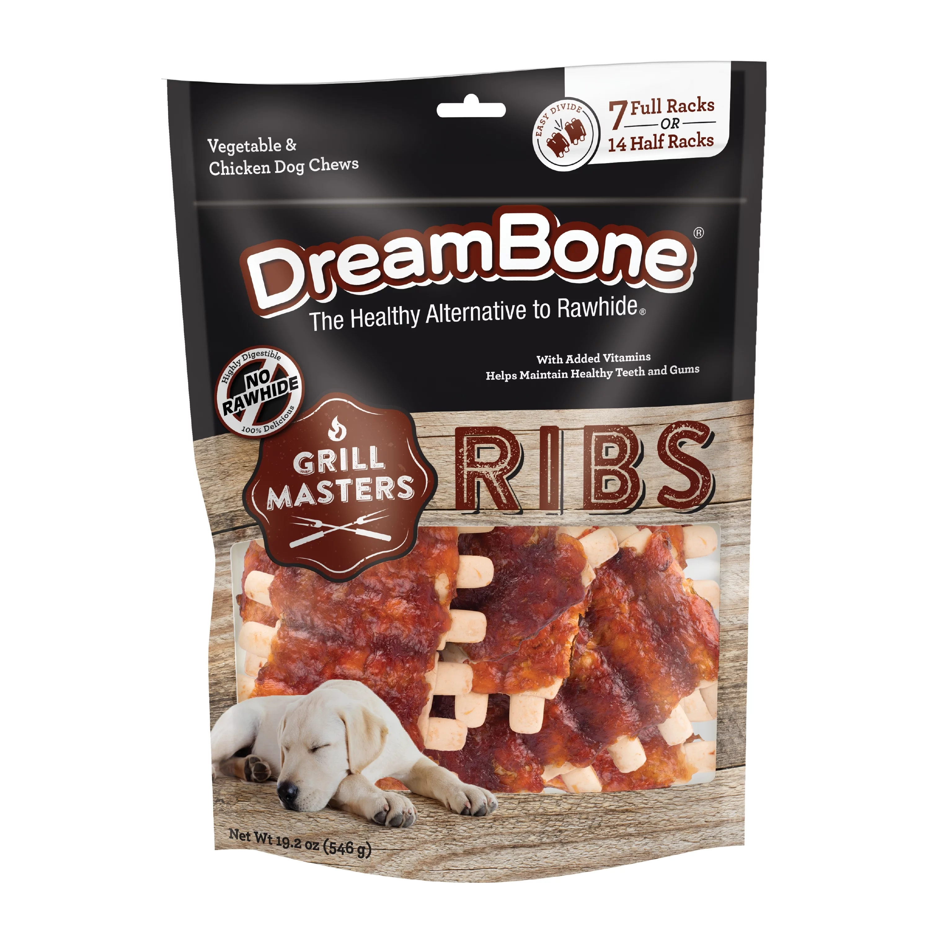 DreamBone Grill Masters Ribs Rawhide-Free Dog Chews, 7 Full Racks