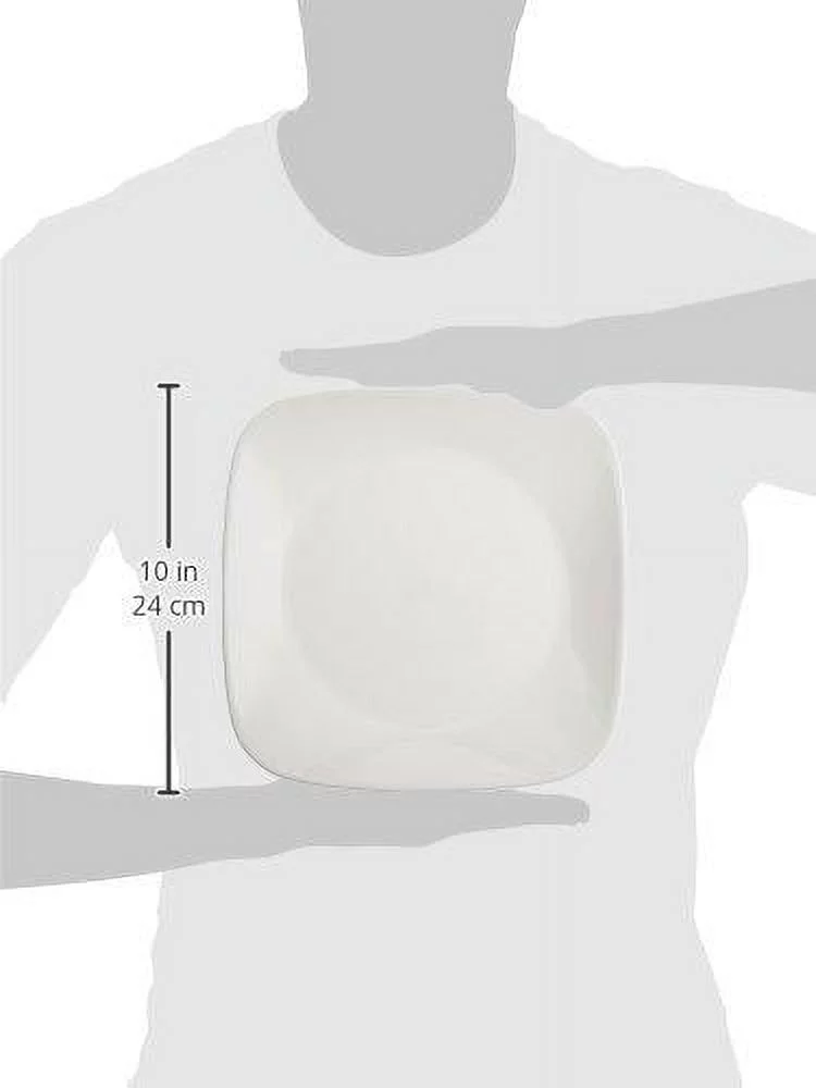 Corelle Pure White, Set of 6, Square, Lunch Plate