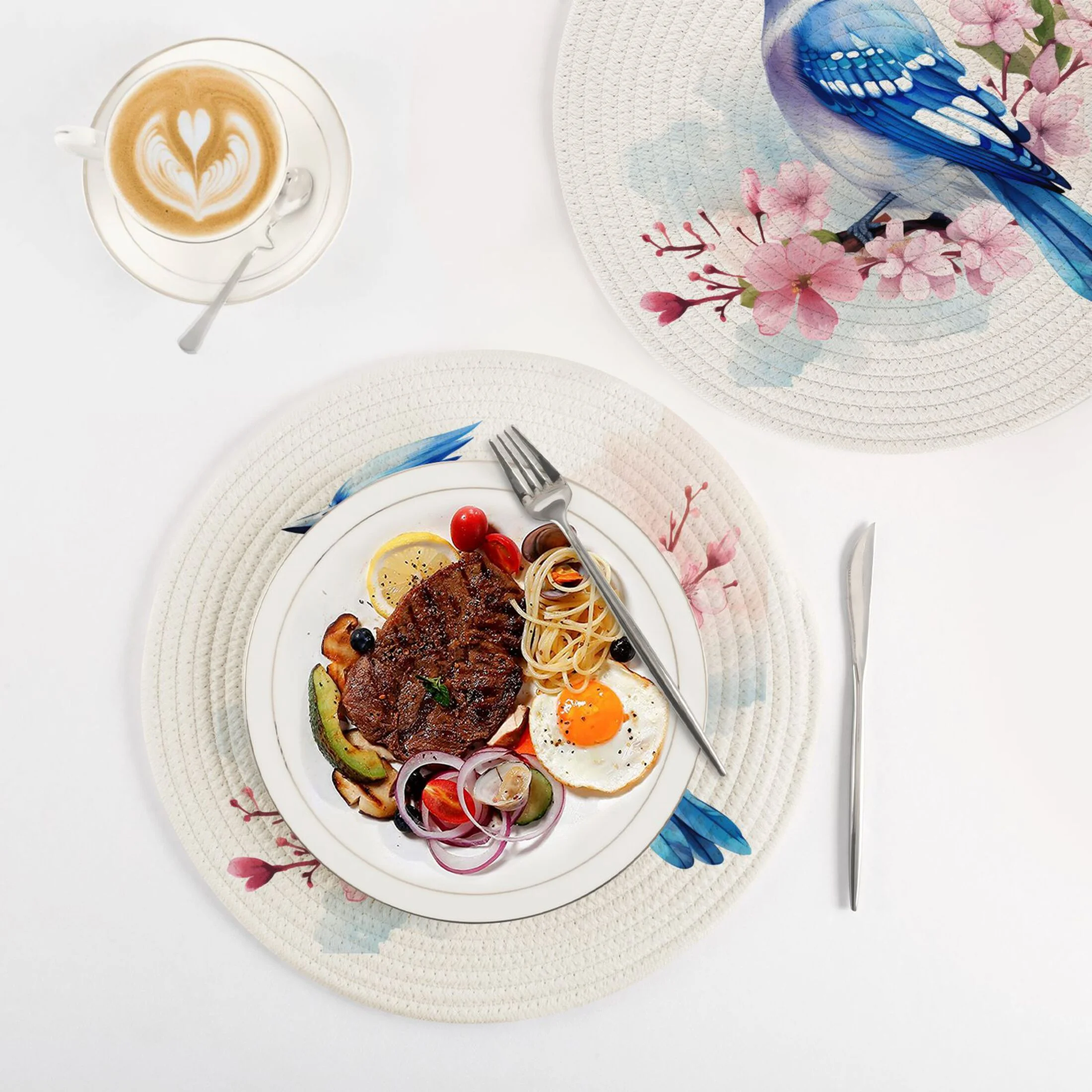 Birds and Cherry Flowers 3 PCs Pot Holders Trivets Kitchen 15