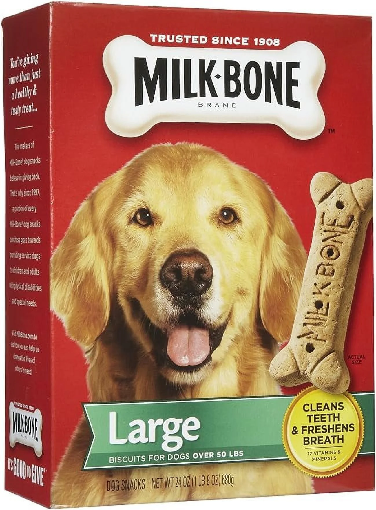 Milk Bone Crunchy Texture Snacks For Large Dogs, Teeth Clean, 24 Oz, 2 Pack