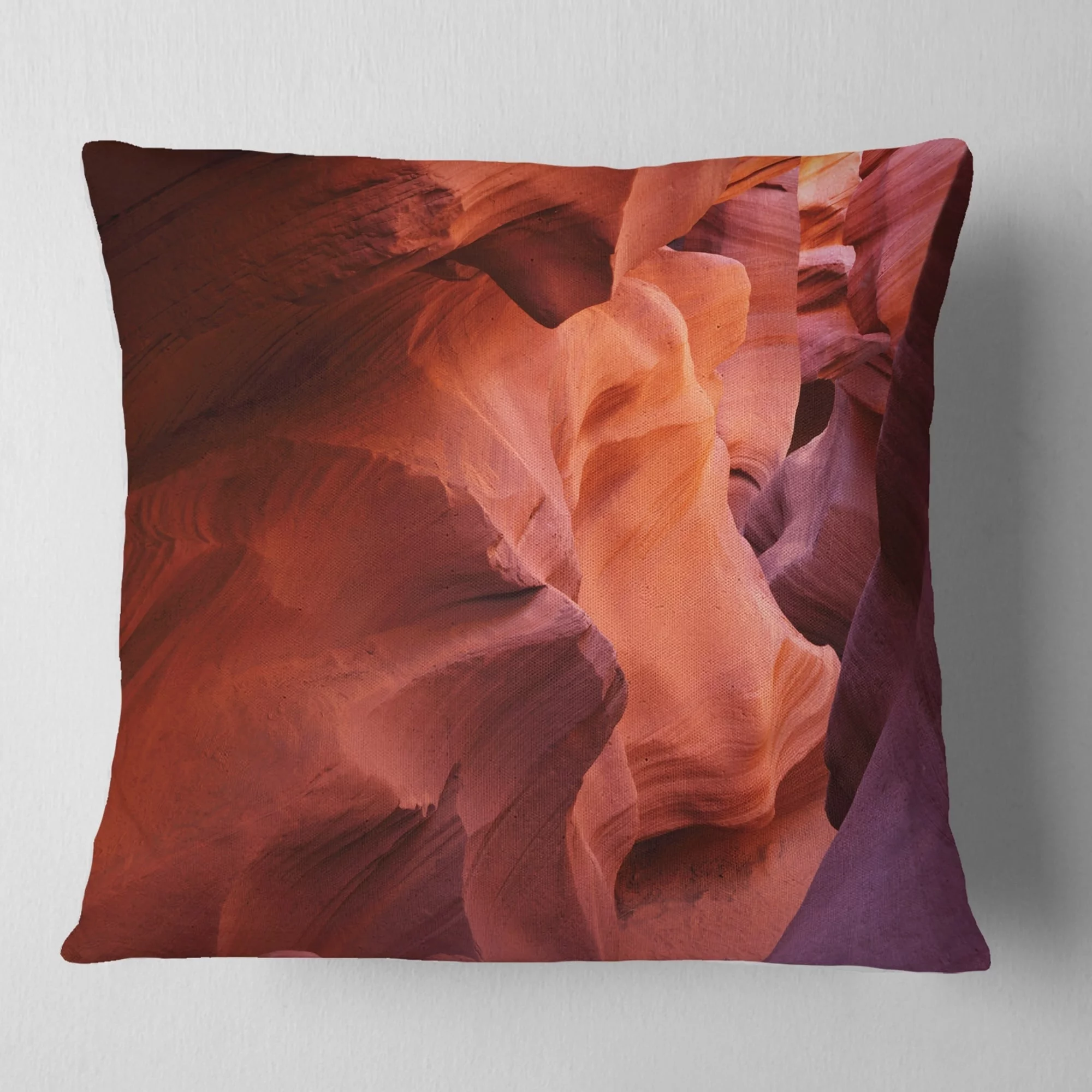 DESIGN ART Designart 'Antelope Canyon Magical Shades' Landscape Photography Throw Pillow 16 in. x 16 in. Small