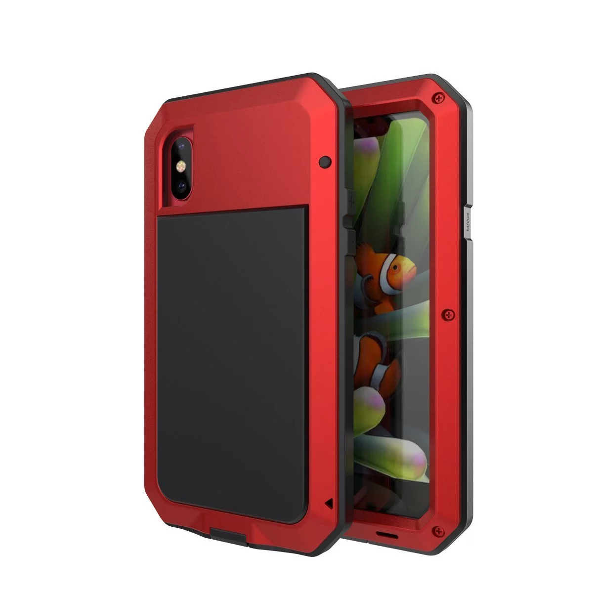 Gorilla Glass Aluminum Metal iPhone XS Max Case (Red) Heavy Duty Military Grade Shockproof and Scratch Resistant Protection, Rugged Outdoor Travel