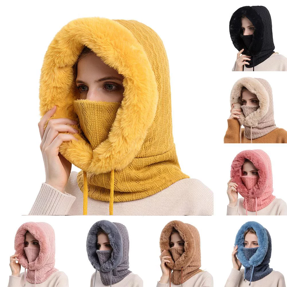 Viworld Women Cold Weather Ski Mask Hat Windproof Plush Fleece Thermal Face Mask Cycling Motorcycle Neck Warmer Hood Winter Gear Hat, Gray