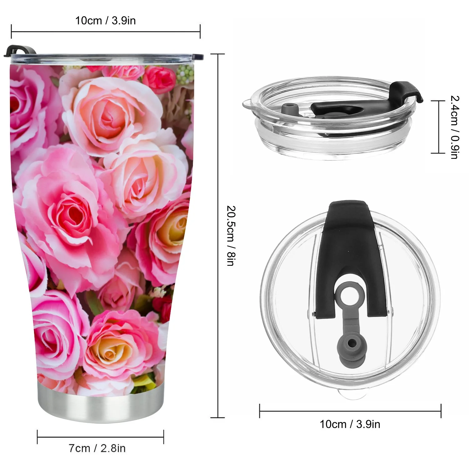 Hidove Stainless Steel Tumbler, Soft Color Roses Background 30oz Leak Proof & Stainless Steel Bottle for Hot & Cold Drinks - Coffee Travel Mug, Water Metal Canteen, Thermal Cup