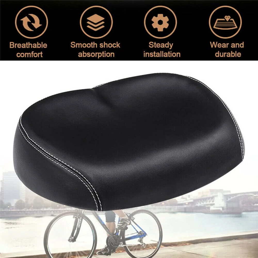 Big Ass Bike Cycling Noseless Saddle Wide Large Soft PU Pad Seat (Black & Blue)