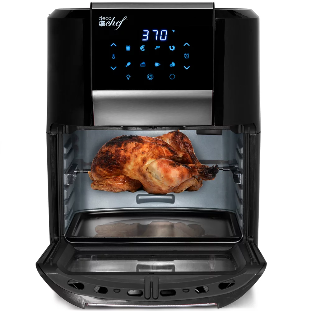 Deco Chef AIRD12BLK 12.7QT Digital Air Fryer Oven, with 3 Racks, Rotisserie, 8 Meal Presets Black Bundle with 1 Year Extended Protection Plan
