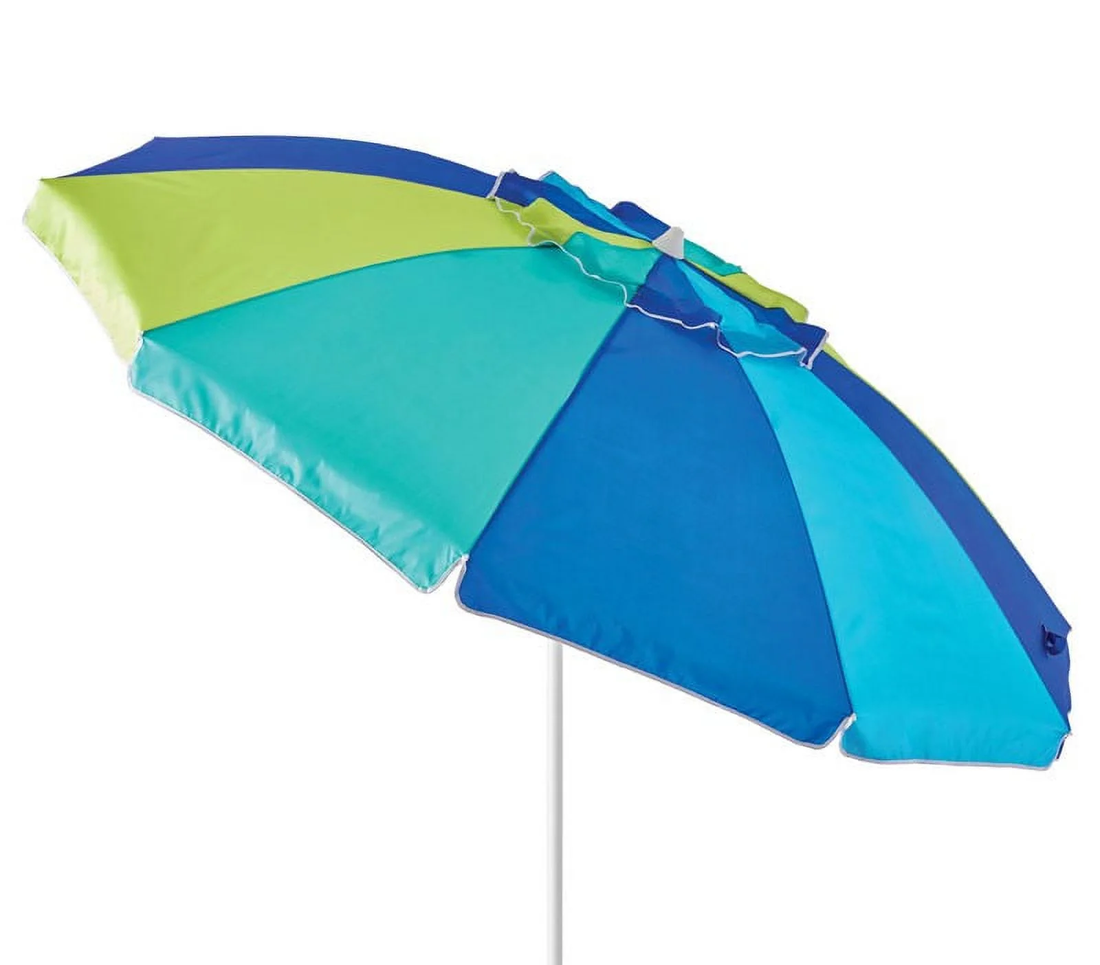 Mainstays 7.5 Feet Vented Beach Umbrella w/Tilt and Built-in Sand Anchor, Blue and Green Stripe
