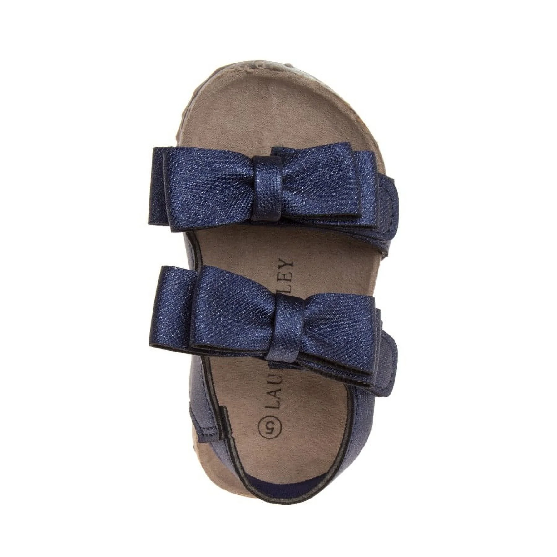 Laura Ashley Girls Footbed Hook and Loop Toddler Sandals - Navy, 5