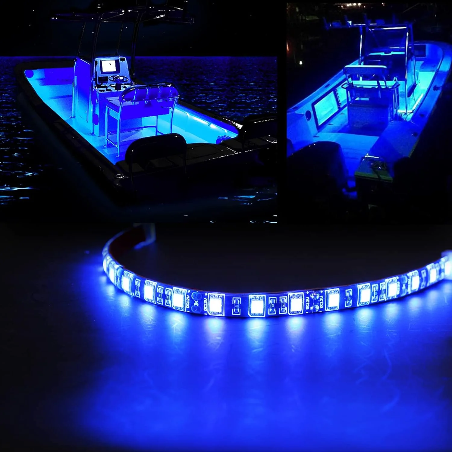 VVFLED Boat Lights, LED Boat Bow navigation Lights, No Drilling Install Bow Lights Deck Lights Courtesy Lights Interior Lights for Marine Pontoon Kayak Yacht (12V, Blue)