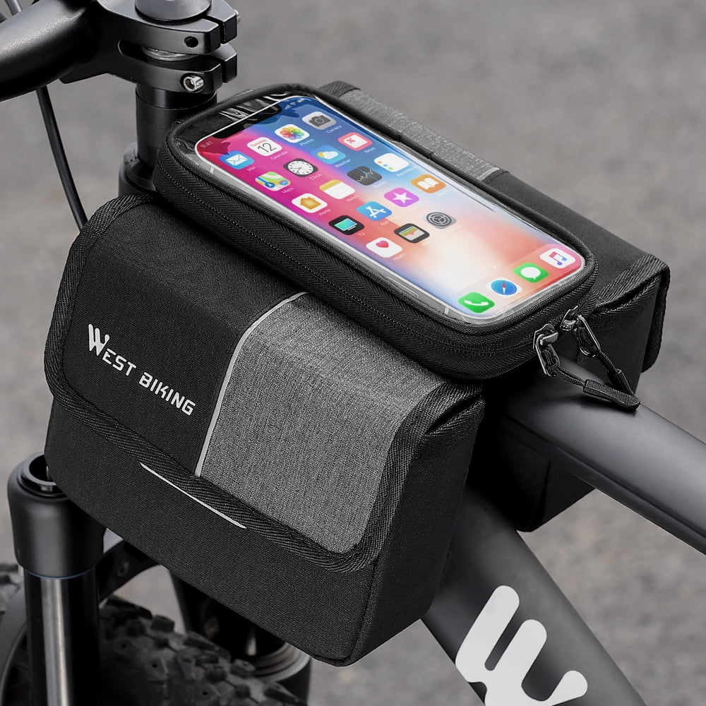 Apexeon Dual-Sides 2L Bag Bike Frame Fronttube Bag Touchscreen Mobilephone Bag - Protect Your Phone While Cycling