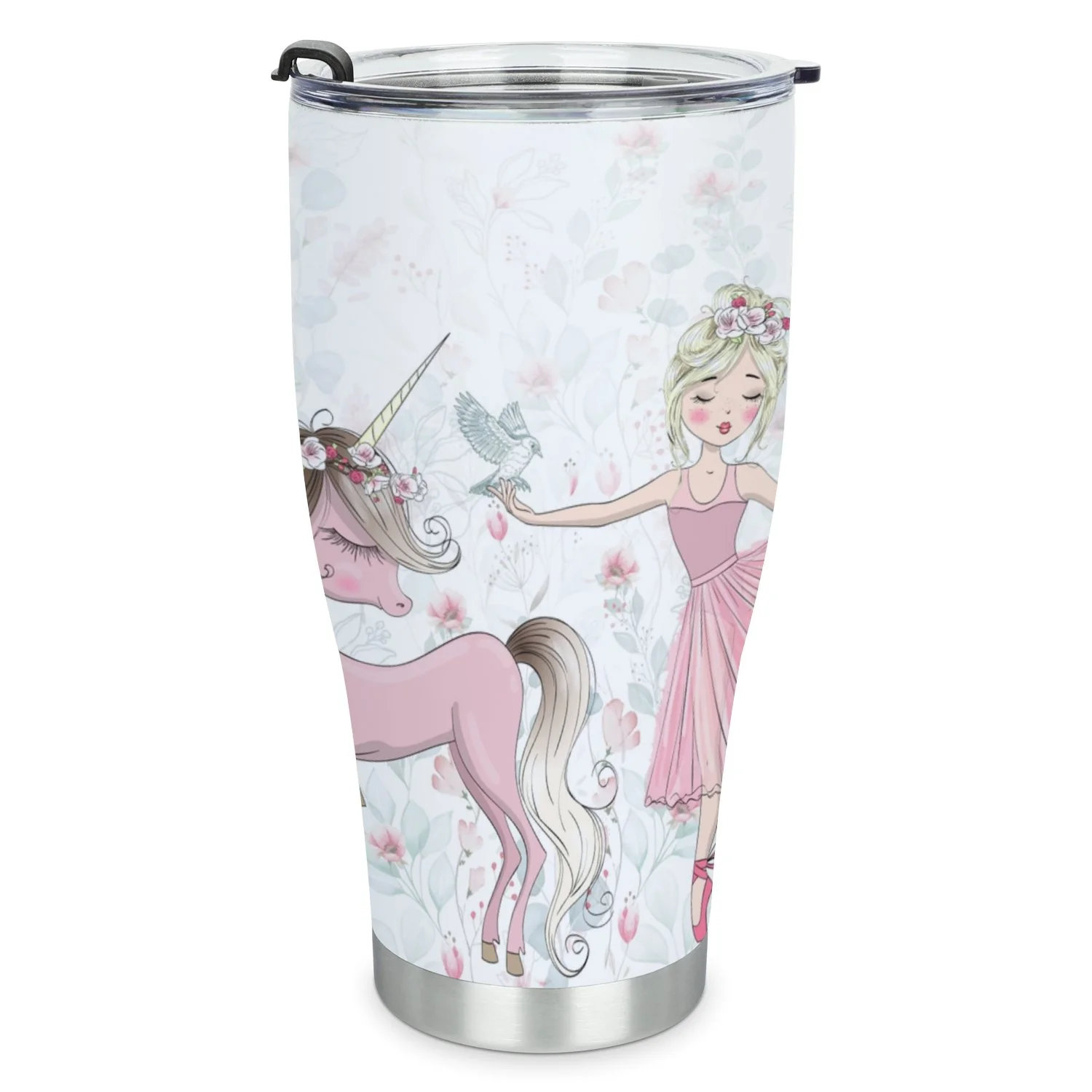 Hidove Stainless Steel Tumbler, Wallpaper beautiful Princess and unicorn 30oz Leak Proof & Stainless Steel Bottle for Hot & Cold Drinks - Coffee Travel Mug, Water Metal Canteen, Thermal Cup