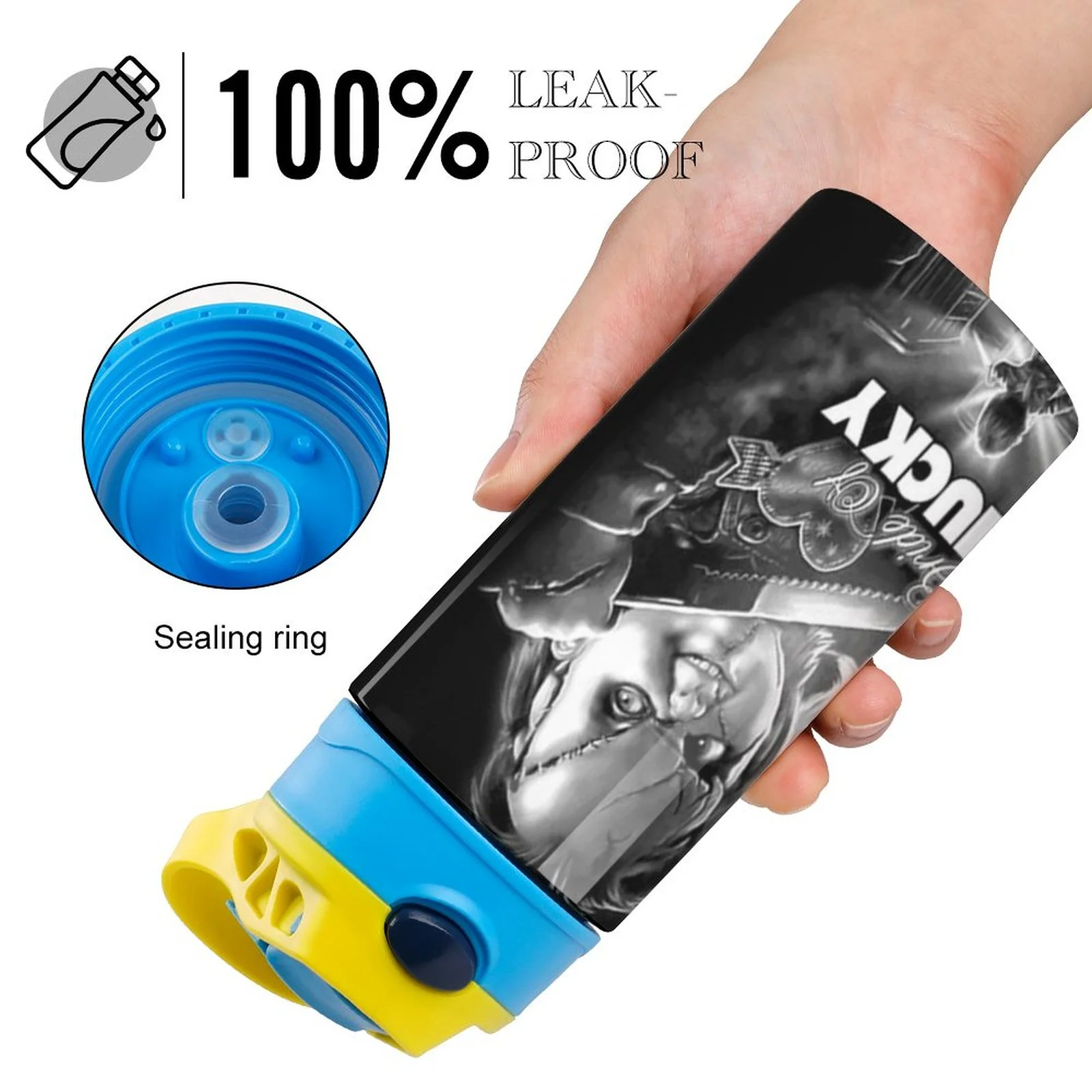 Bride Of Chucky Kid's Insulated Water Bottle With Straw Vacuum Stainless Steel Cup Leak-Proof Children Toddler Thermoses