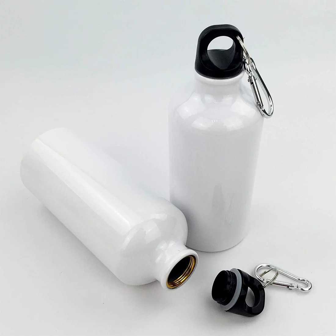 PreAsion 50pcs 600ml Water Bottle with Safe Lock Aluminium White
