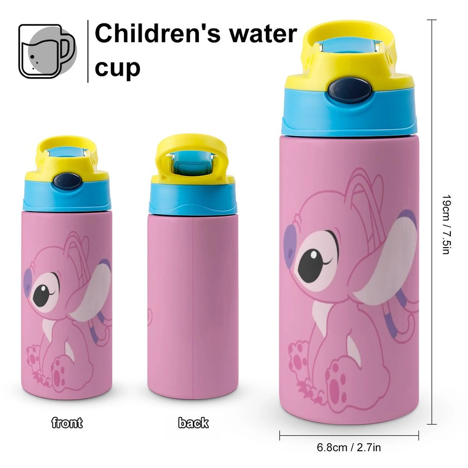 Stitch Children's Water Bottle Vacuum Insulated Stainless Steel Cup With Straw Toddler Thermoses