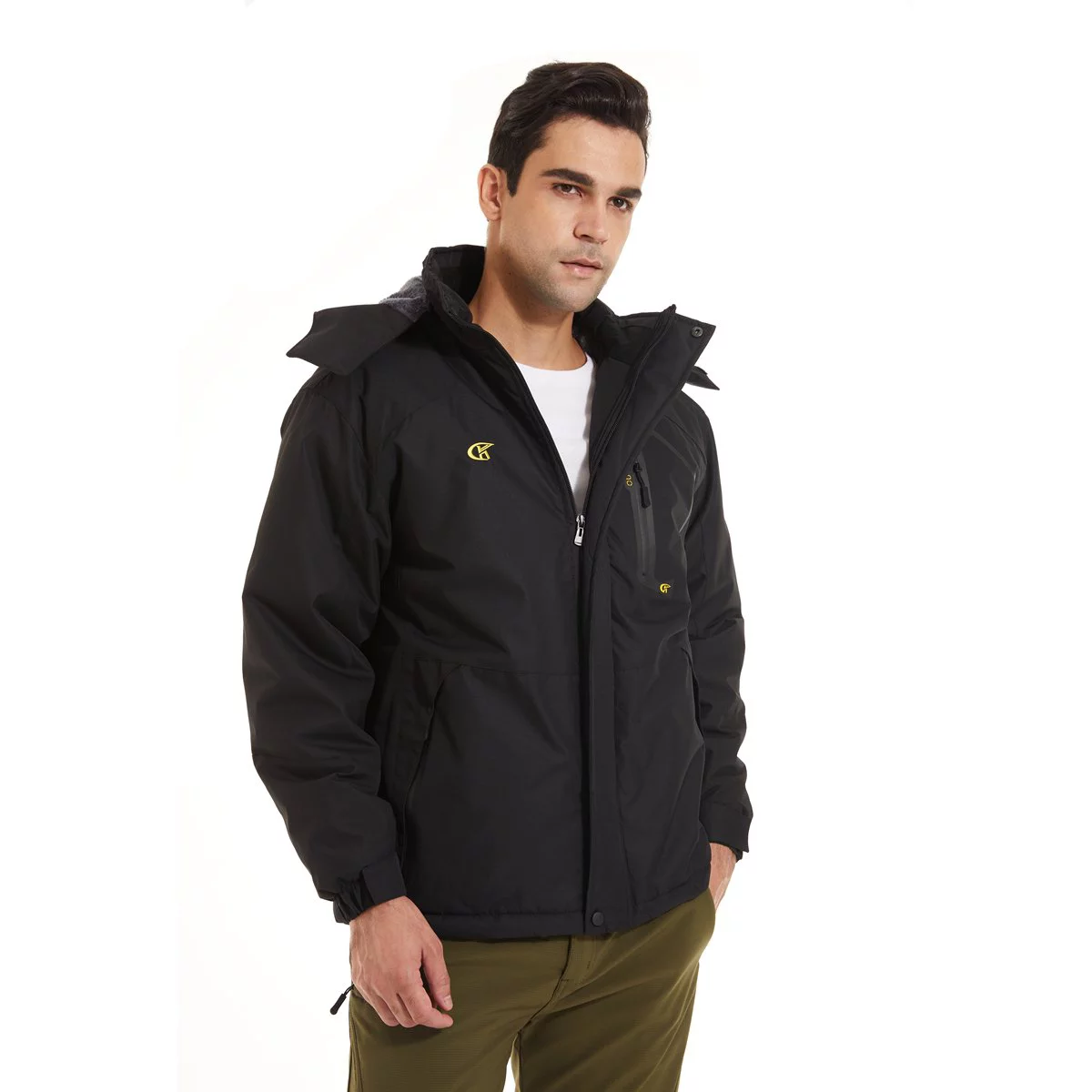 YuKaiChen Mens Waterproof Ski Snowboard Jacket Windproof Winter Mountain Snow Coat Black XL