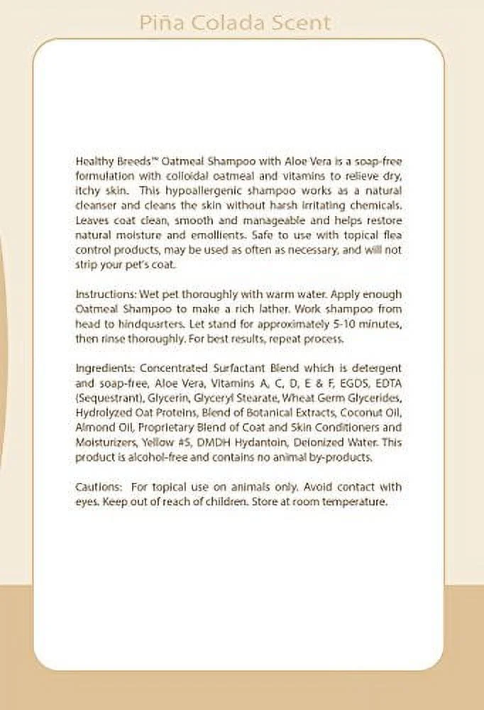 Healthy Breeds Dog Shampoo Oatmeal with Aloe for Chiweenie - Over 200 Breeds - 16 oz - Mild & Gentle for Sensitive Skin - Hypoallergenic Formula & pH Balanced