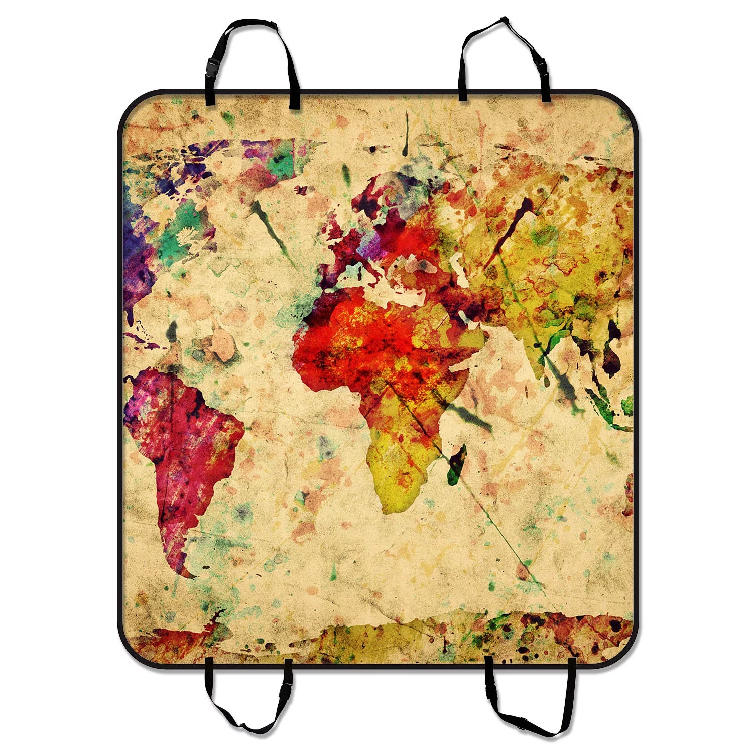 GCKG World Map Pet Car Seat Cover,Colorful Retro World Map Pet Car Seat Cover Dog Car Seat Mat Hammock Cargo Mat Trunk Mat For Cars Trucks and SUV 54x60 inches