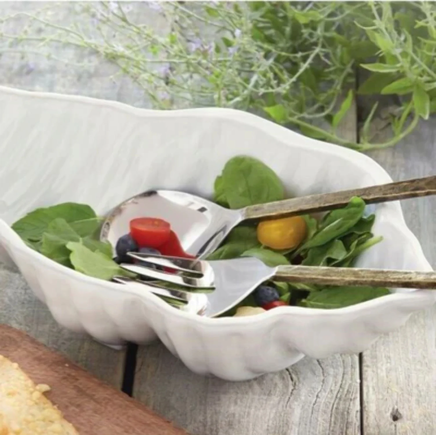 Mudpie Stoneware Conch Shell Salad Bowl