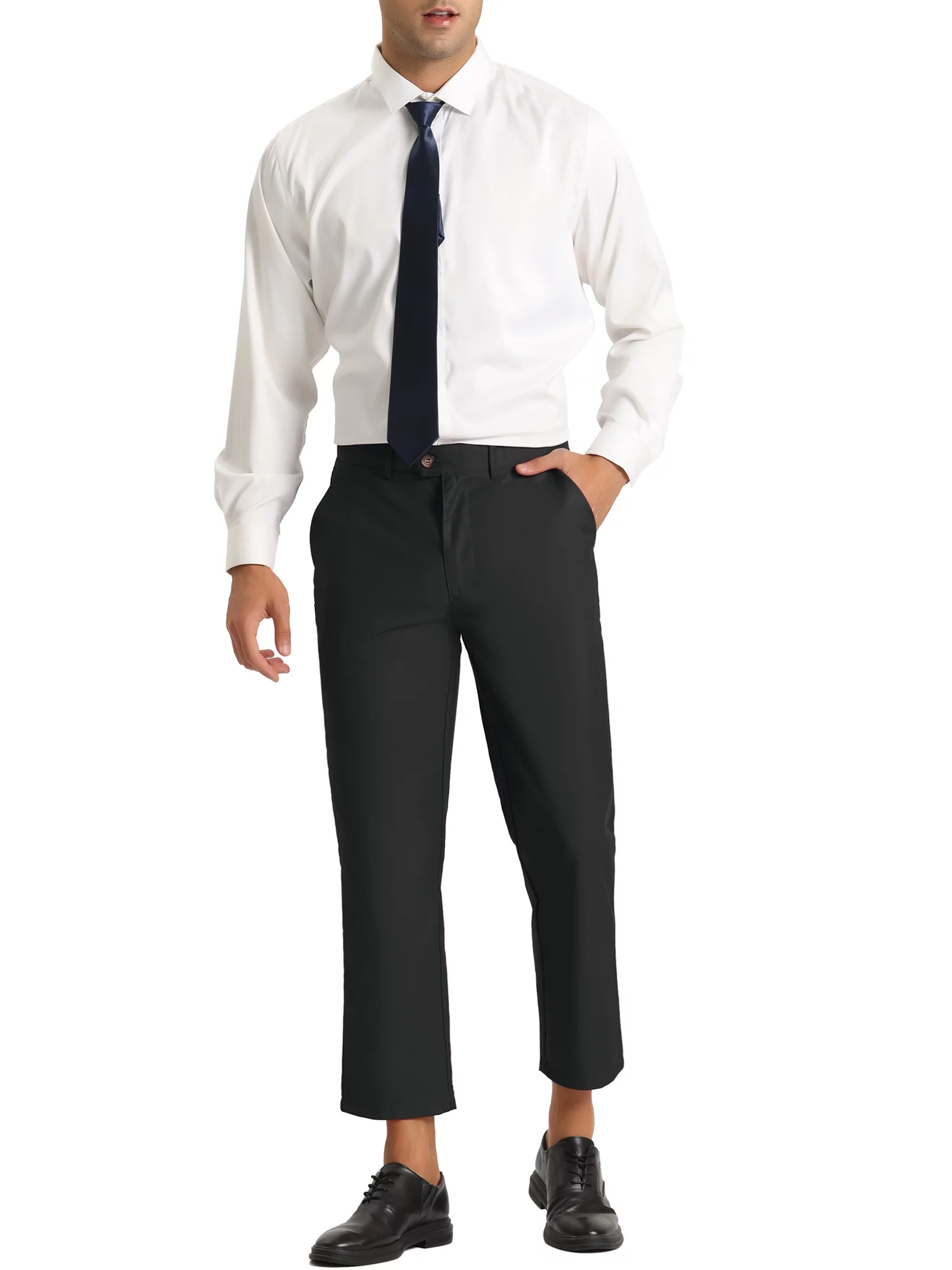 Lars Amadeus Men's Cropped Dress Pants Flat Front Ankle-Length Trousers