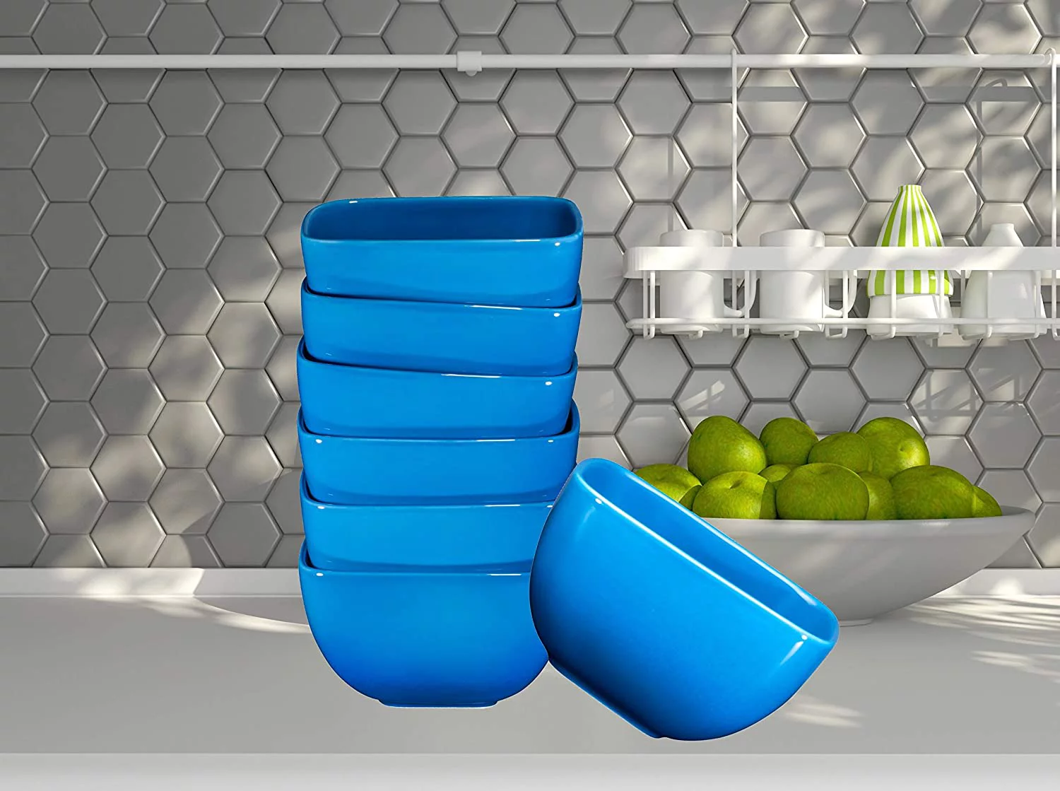 Bruntmor | Large Ceramic Square Bowl Set - 26 Ounce for Pasta Cereal Soup