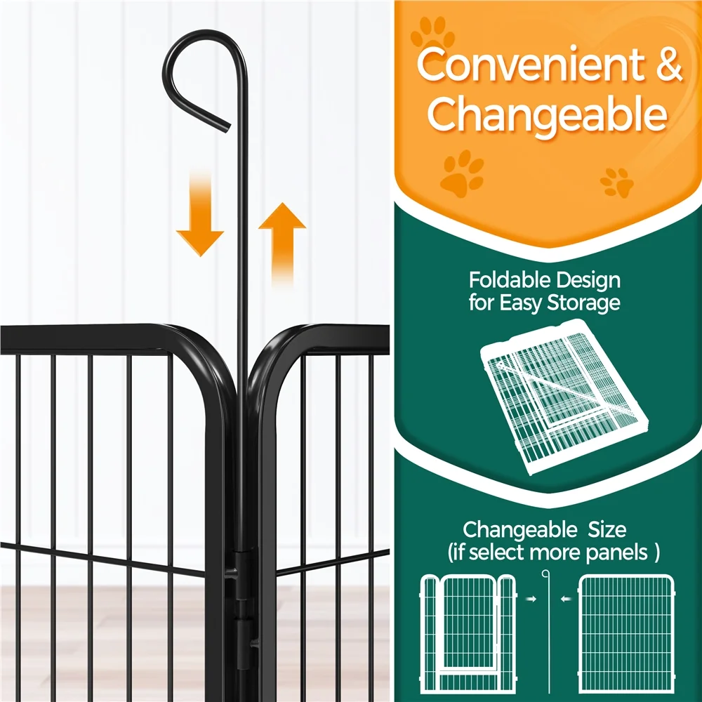 Yaheetech 39.5''H 8 Panels Metal Dog Playpen, Black