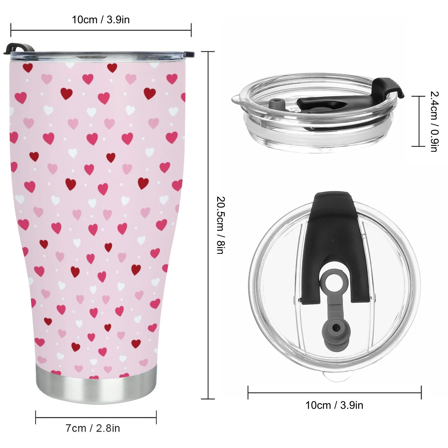 Hidove Stainless Steel Tumbler, Little Hearts 30oz Leak Proof & Stainless Steel Bottle for Hot & Cold Drinks - Coffee Travel Mug, Water Metal Canteen, Thermal Cup