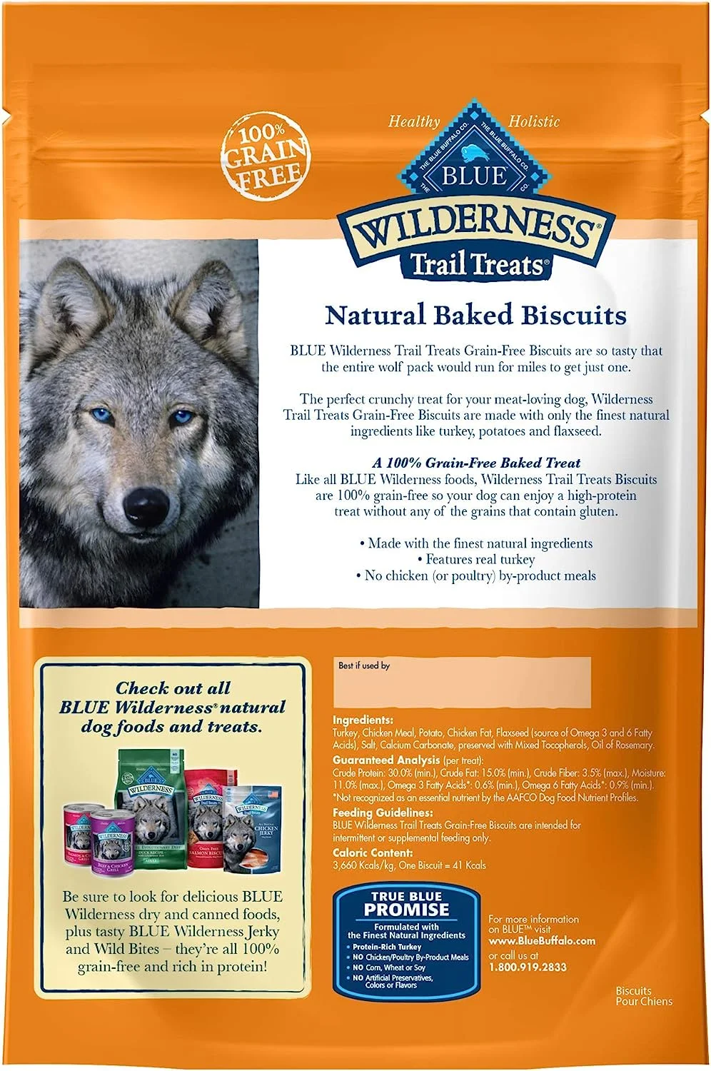 Blue Wilderness Grain-Free Turkey Biscuits Trail Dog Treats 10 Oz (6 Pack) Trail Treats Turkey Recipe 10 oz (6 Pack) Standard Packaging