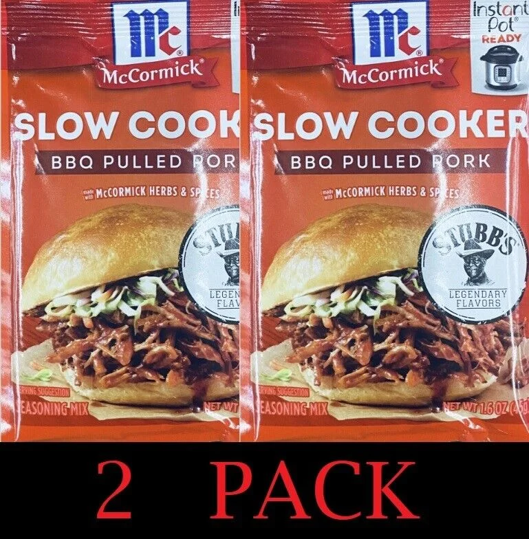 2x McCormick Slow Cooker STUBB'S BBQ PULLED PORK Mix Savory Herbs Spices 1.6 oz