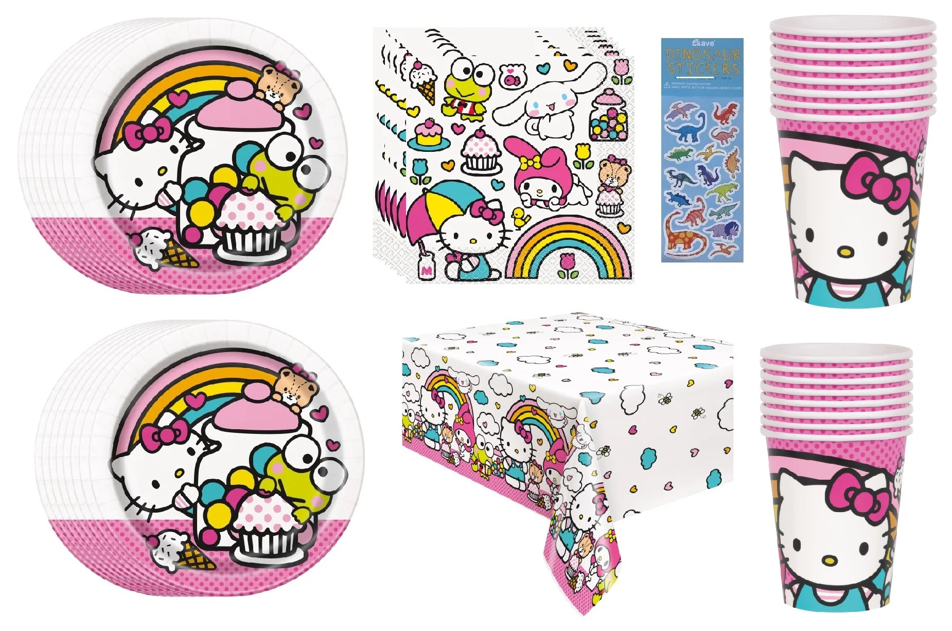 Hello Kitty Birthday Party Supplies Bundle includes 16 Dessert Cake Paper Plates 7