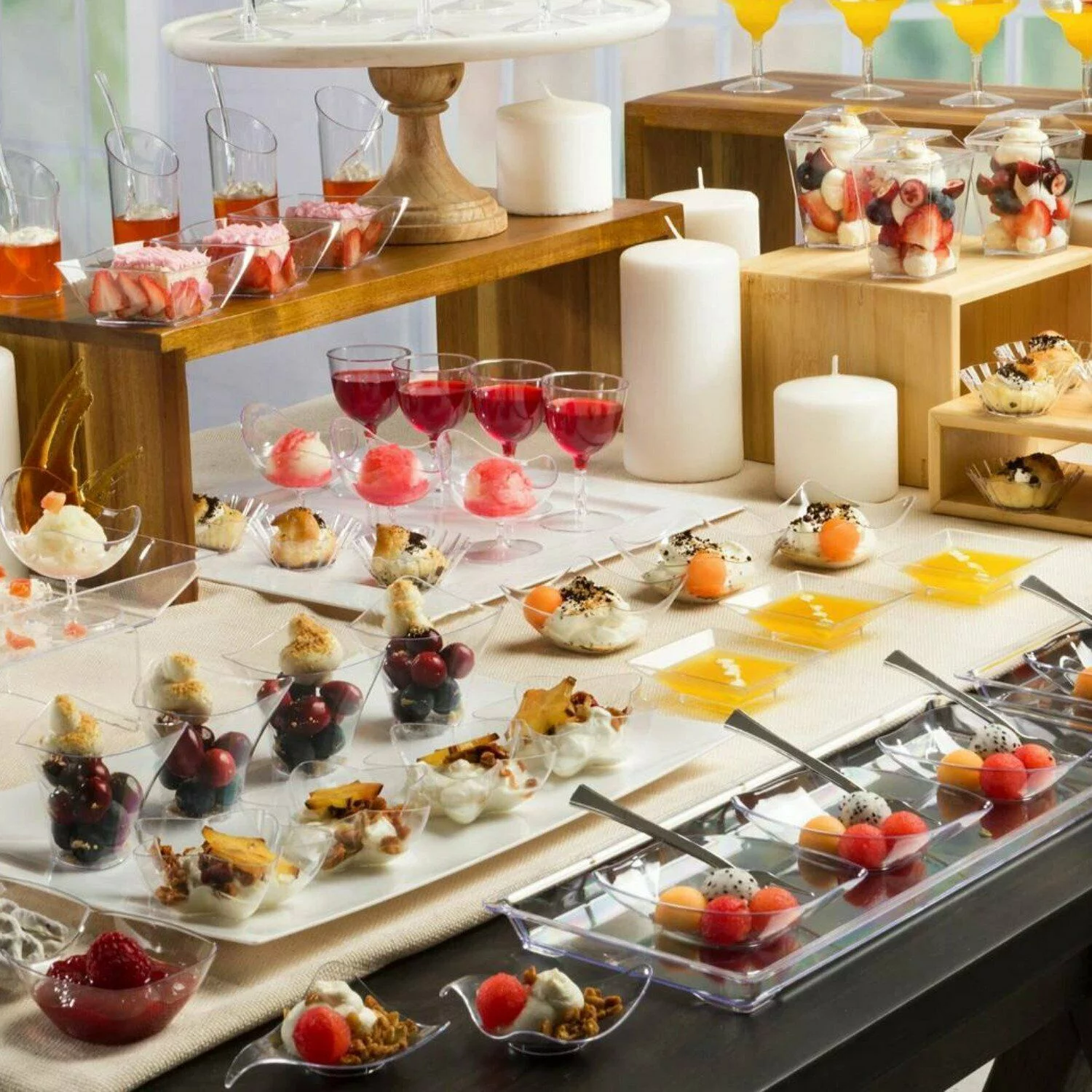 Lillian Table settings Mini Clear Plastic Gourmet Dish Petite 10 Count [BULK] (100 Pack)