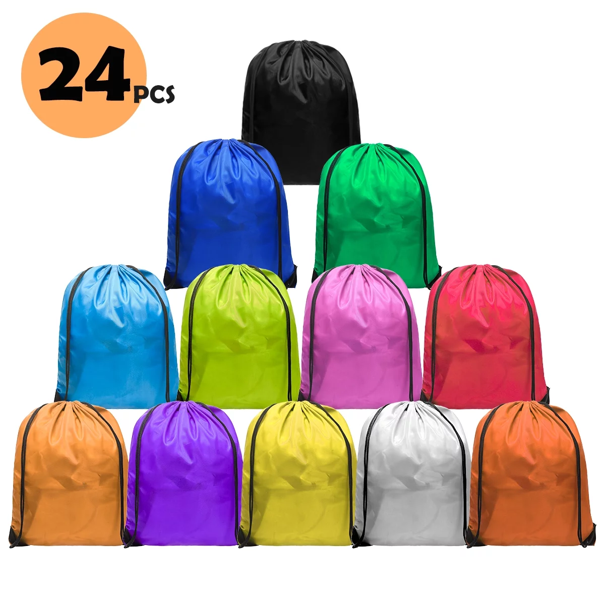 24 Packs Drawstring Backpack Bags Bulk Multicolor Large Cinch Sack String Backpack Bags for Outdoor Sports, Gym, Traveling, Yoga