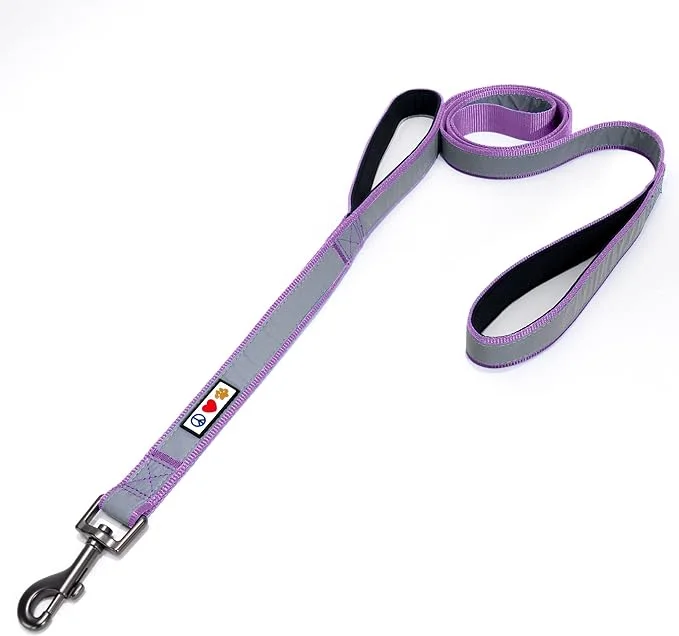 Pawtitas Double Handle Dog Leash Heavy Duty for Training No Pull Leashes Ideal for Medium and Large Dogs | Great for Walking, Running & Training Dog Leash - Medium/Large - Purple
