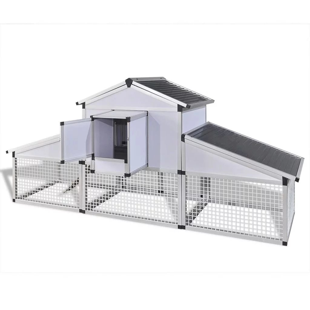 Carevas Chicken Coop with Runs and Nest Box Aluminum