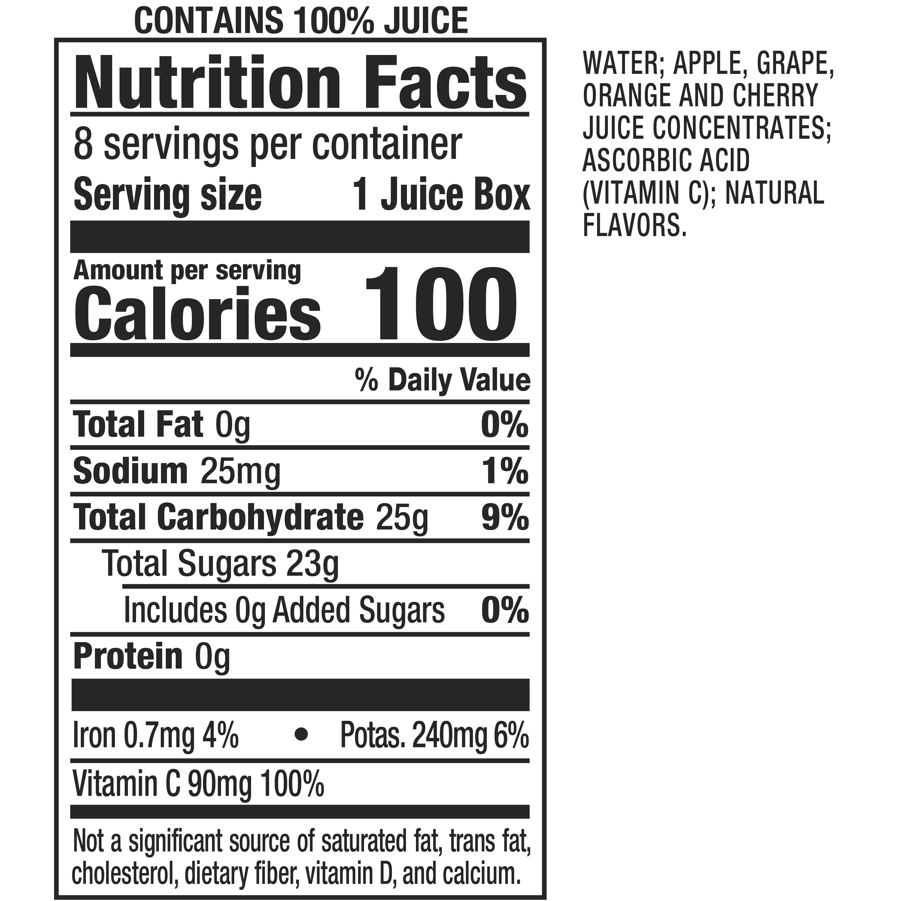 Mott's 100% Fruit Punch Juice, 4.23 fl oz boxes, 4 pack
