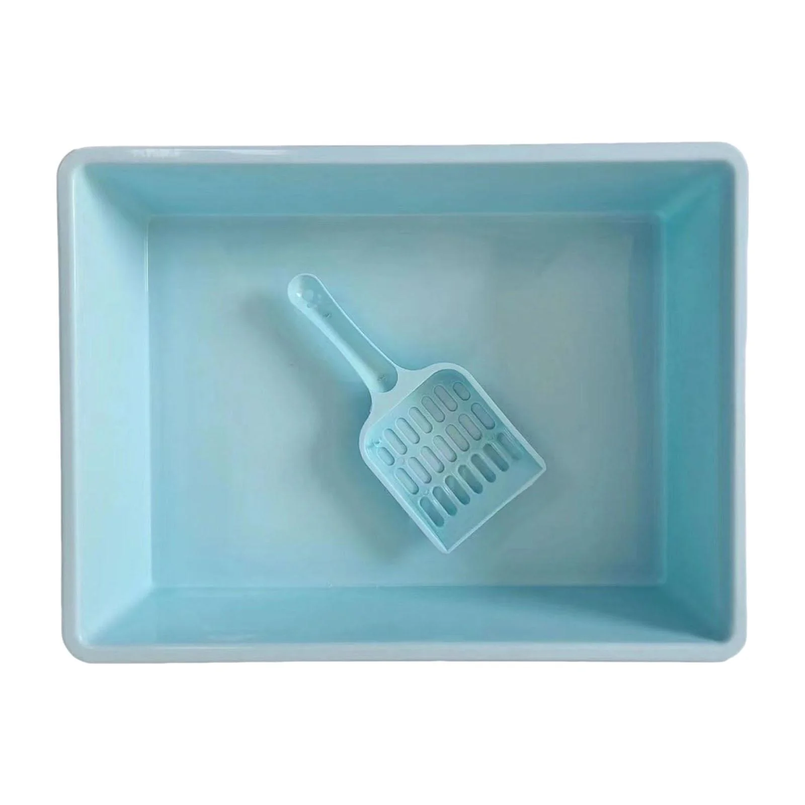 Cat Pet Litter Tray Toilet Bedpan Container Deep Loo Litter Pan Blue