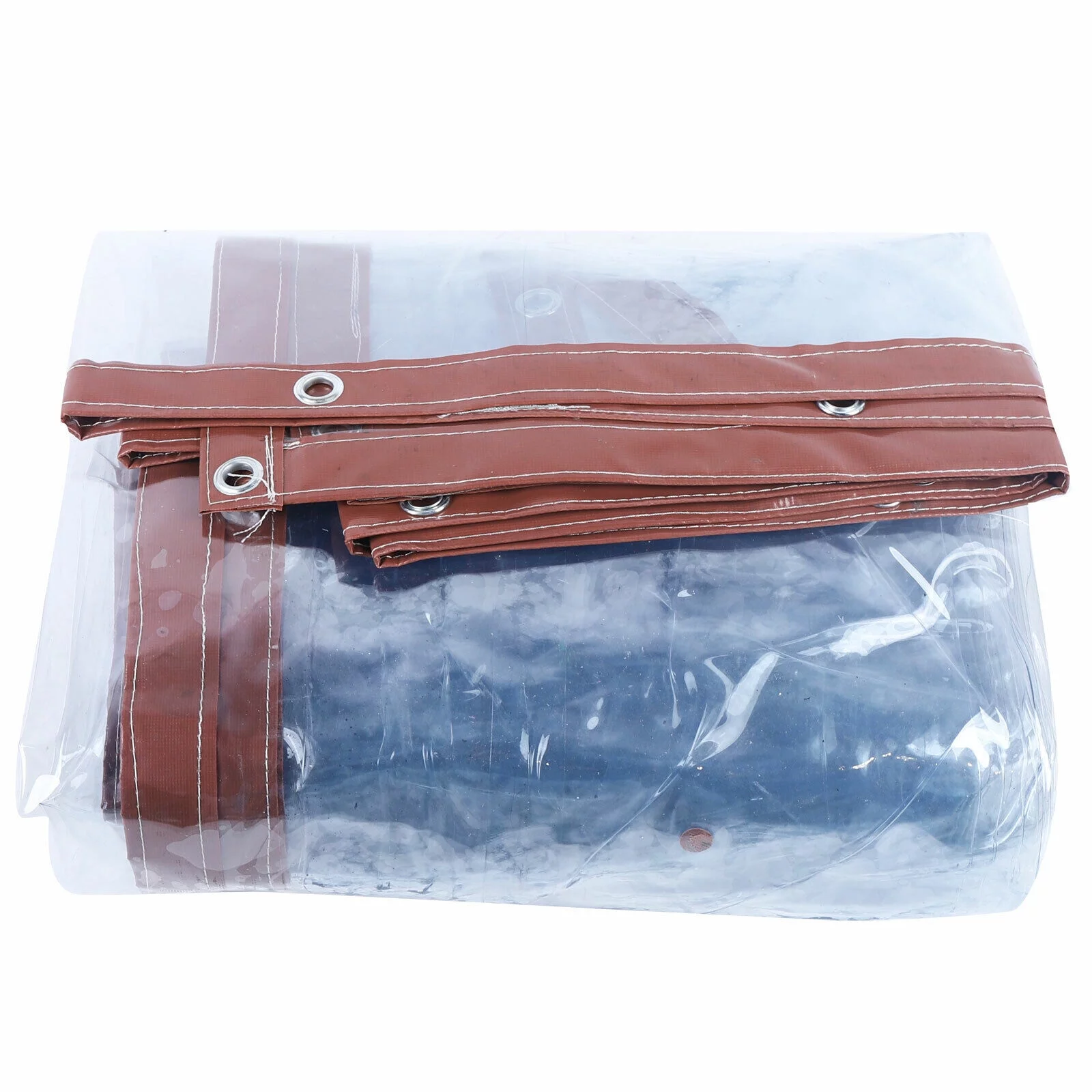 8*16FT Commercial PVC Waterproof Clear Awning Canopy Curtain Enclosure Graden PVC Rainproof Tarpaulin Clear Awning Canopy Agriculture Landscaping Covers Brown PVC Rainproof Tarpaulin Clear