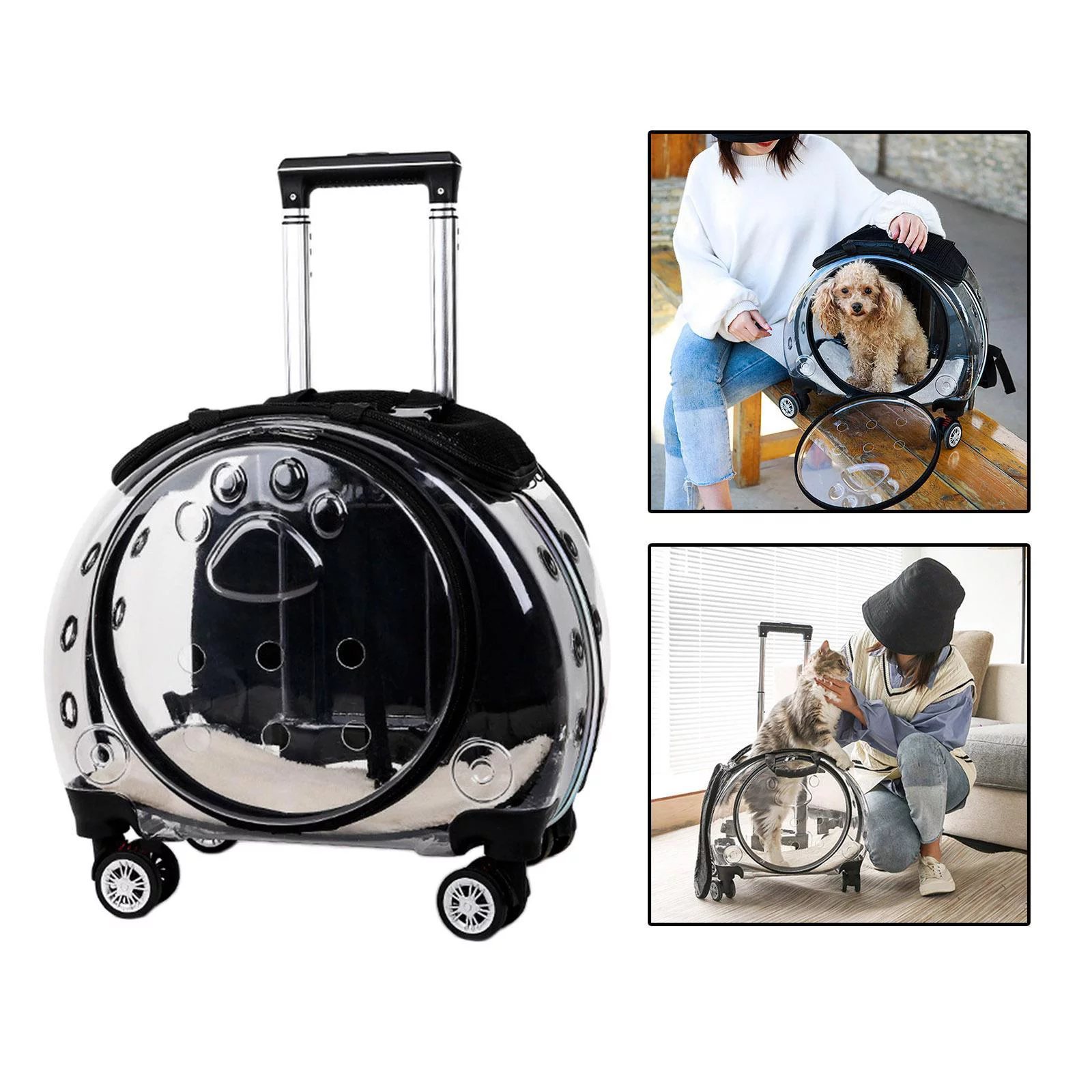 Pets Carrier Backpack Trolley Case Travel Cat Bubble Box Breathable Outdoor