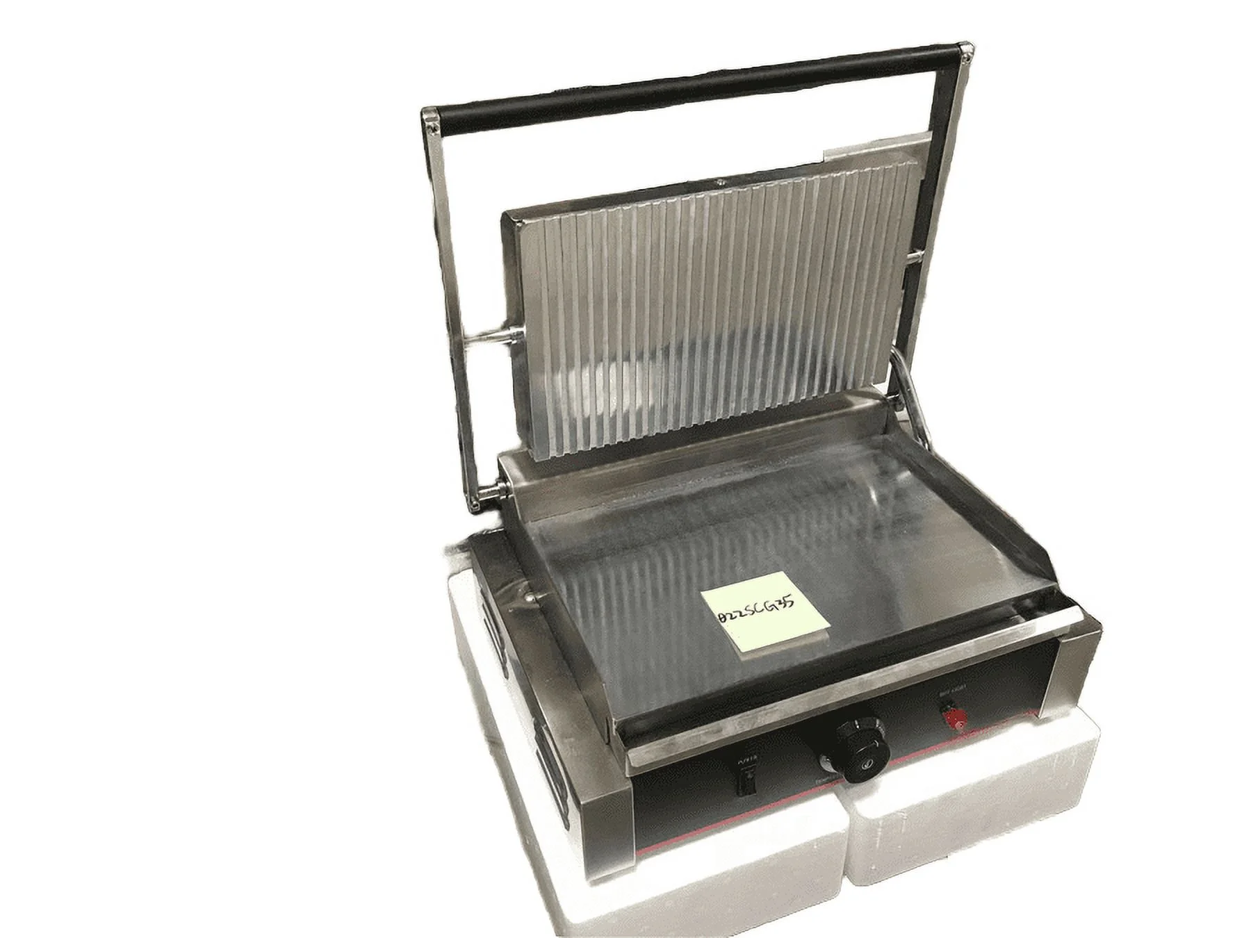 17.5 in. 1500W Single Grooved Flat SS Panini Grill, Commercial Grill  17.5*14.1*7.2