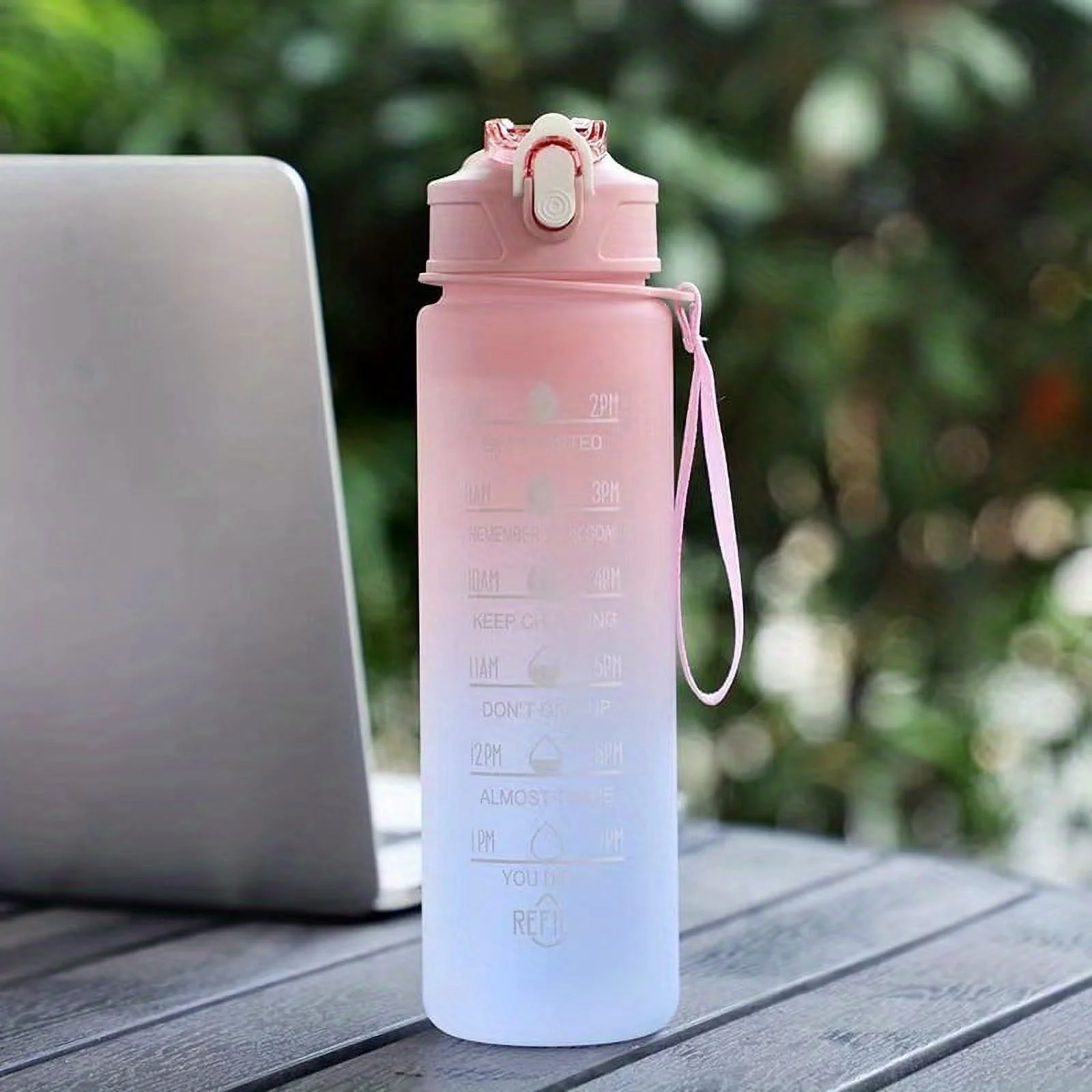 1pc 67.63oz/2L Large Capacity Gradient Color Plastic Straw Sports Fitness Water Cup, Outdoor Portable Water Bottle Straw Cup Back To School Supplies