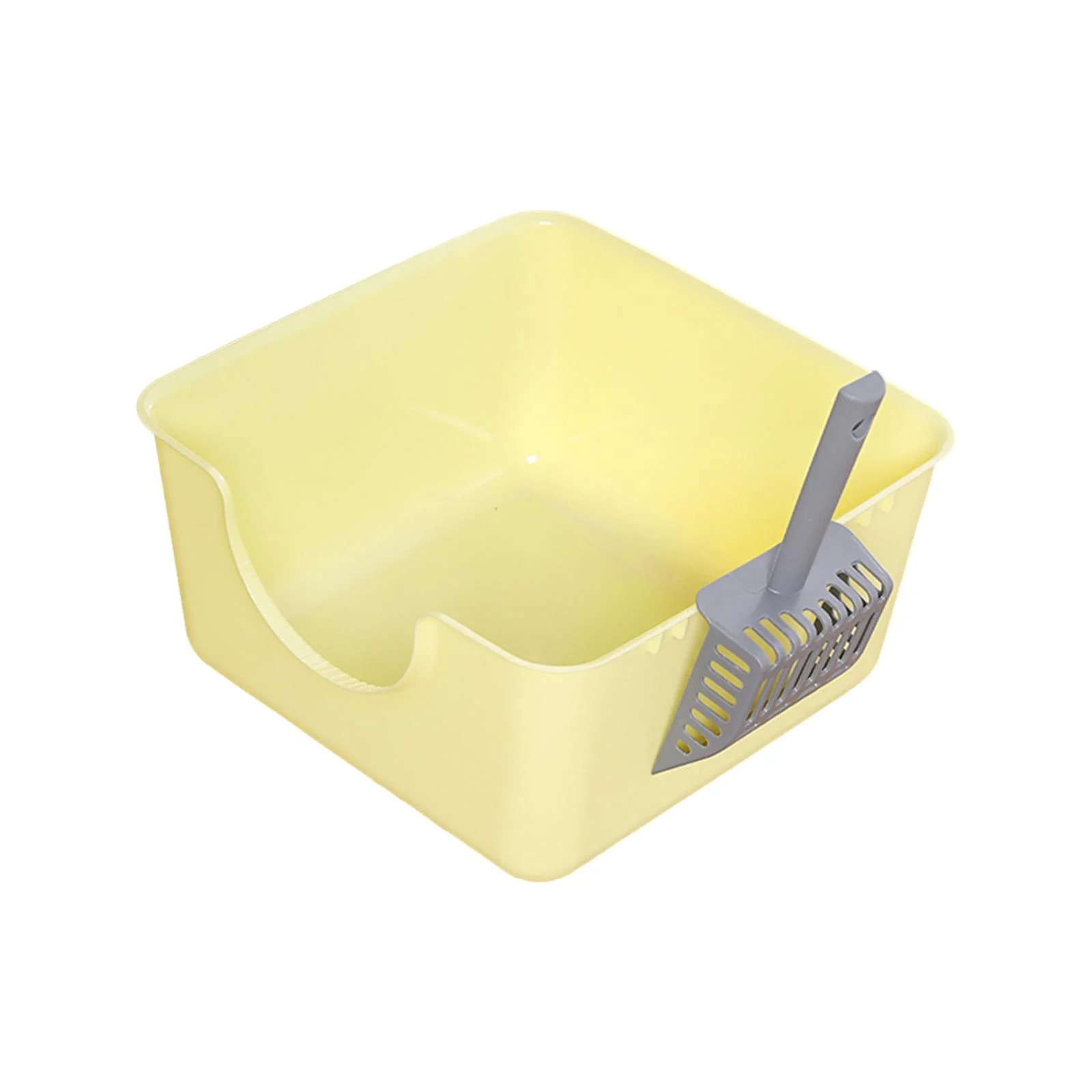 Gazechimp Open Top Pet Litter Tray Anti Splashing with Cat Litter Scooper Cat Litter Box Yellow
