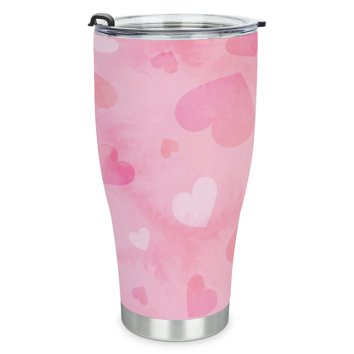 Hidove Stainless Steel Tumbler, Watercolor Heart Valentine 30oz Leak Proof & Stainless Steel Bottle for Hot & Cold Drinks - Coffee Travel Mug, Water Metal Canteen, Thermal Cup