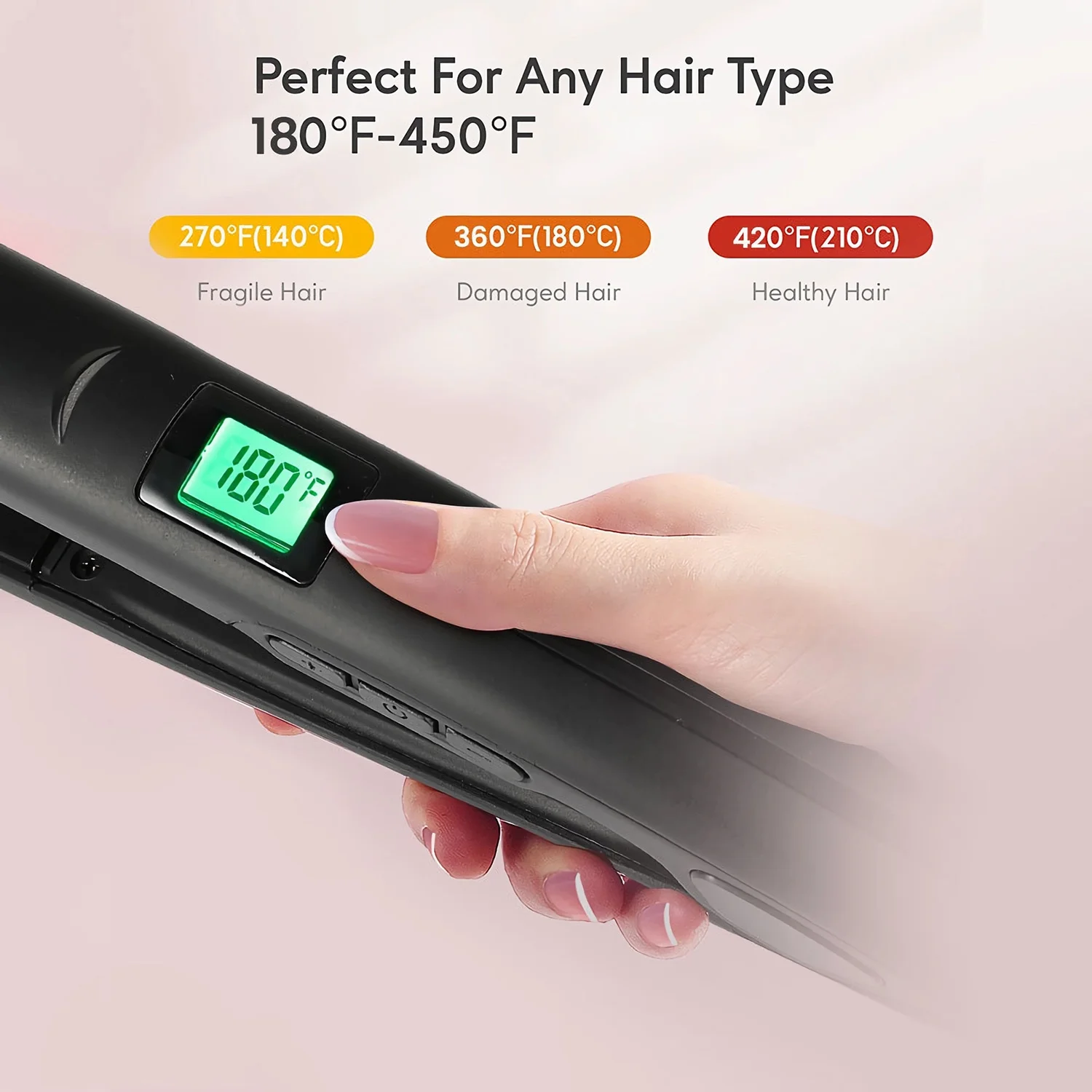KIPOZI Professional Negative Ion Hair Straightener, Anti-Static Flat Iron with Floating Titanium Plates, 1 Inch, Black