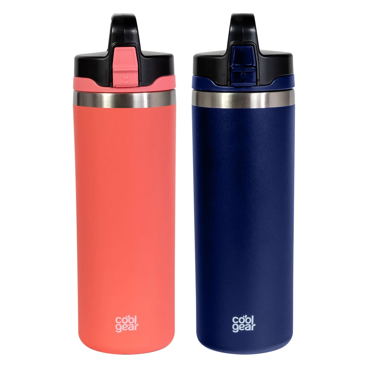 2 Pack COOL GEAR Niagara 25oz Stainless Steel Water Bottle | Locking lid | Pull up sipper