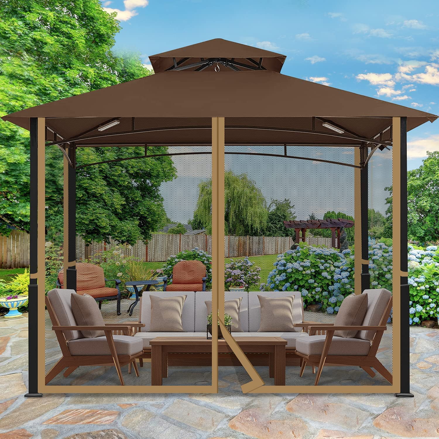 Aoodor Gazebo Netting Screen Replacement Universal 4-Panel Sidewalls 10' x 10' (Only Netting) 4.62 lb