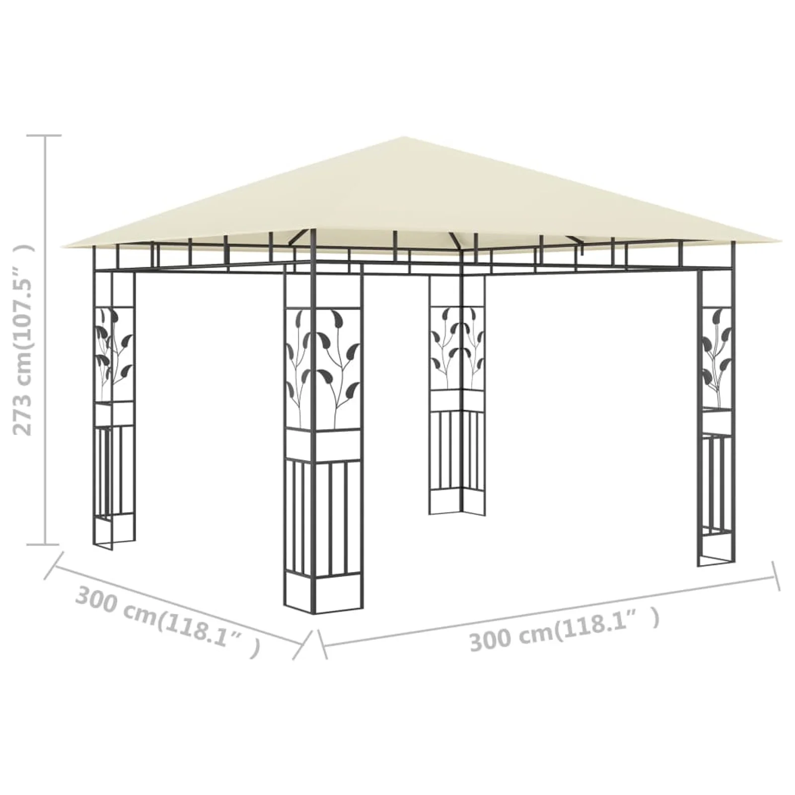 Suzicca Gazebo with Mosquito Net 9.8'x9.8'x9' Cream 180 g/m²