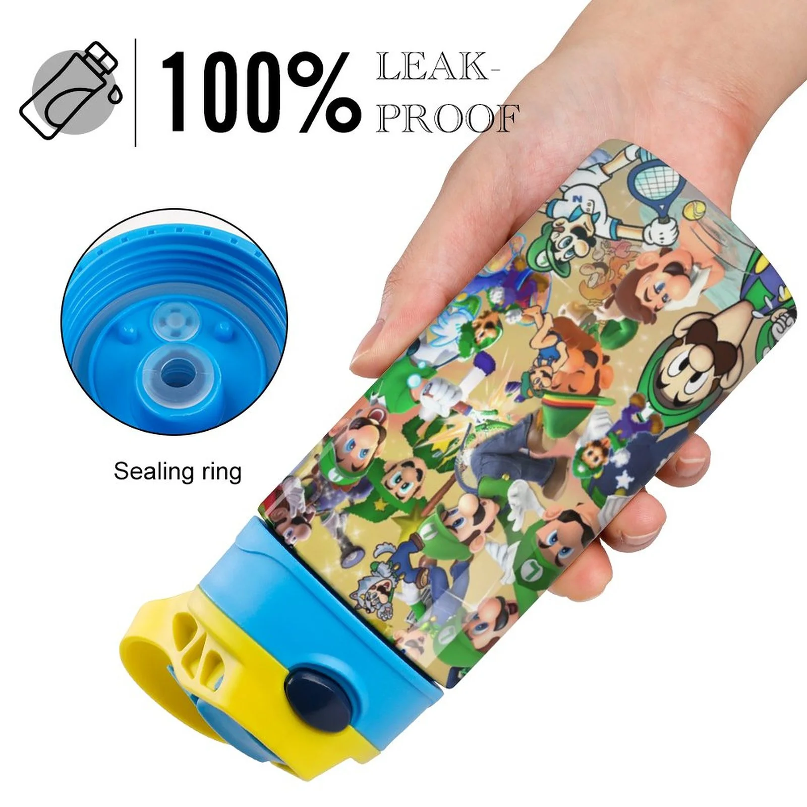 Luigi's Mansion Game Cartoon Kid's Insulated Water Bottle With Straw Vacuum Stainless Steel Cup Leak-Proof Children Toddler Thermoses